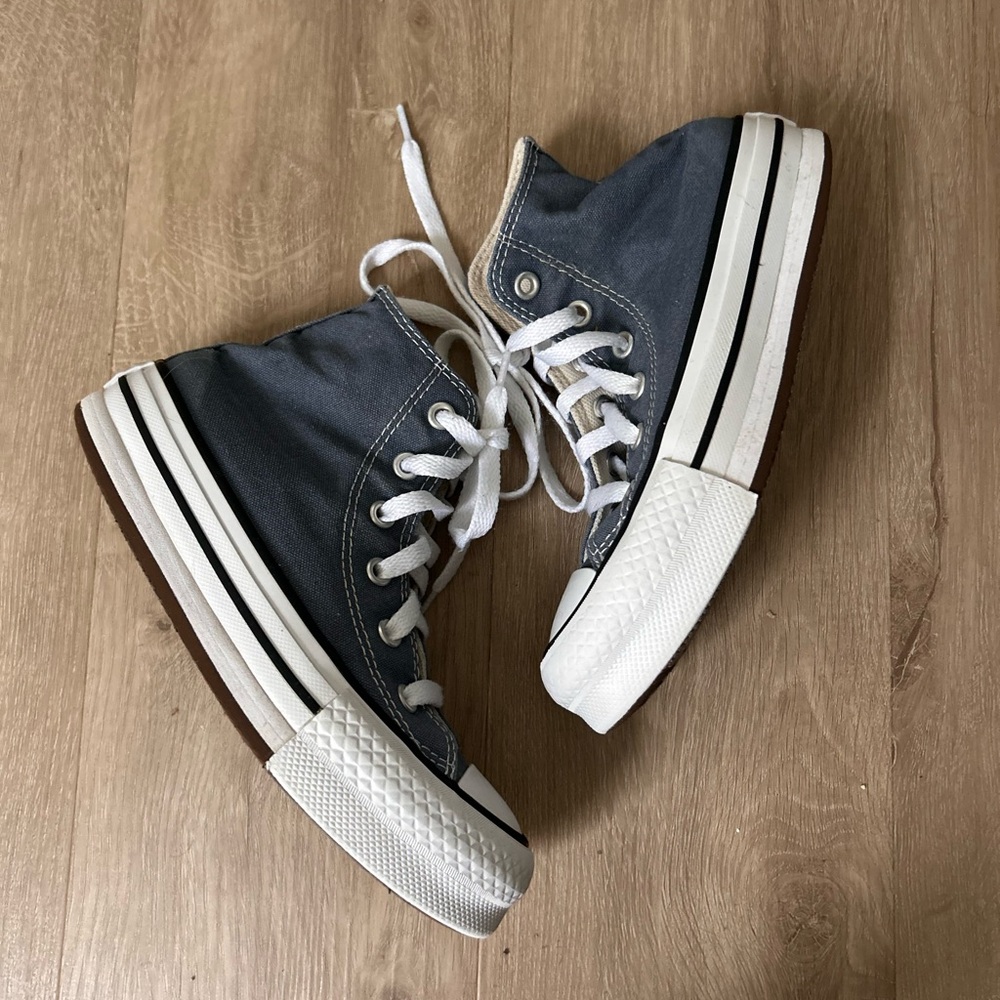 Girls Blue Platform Converse